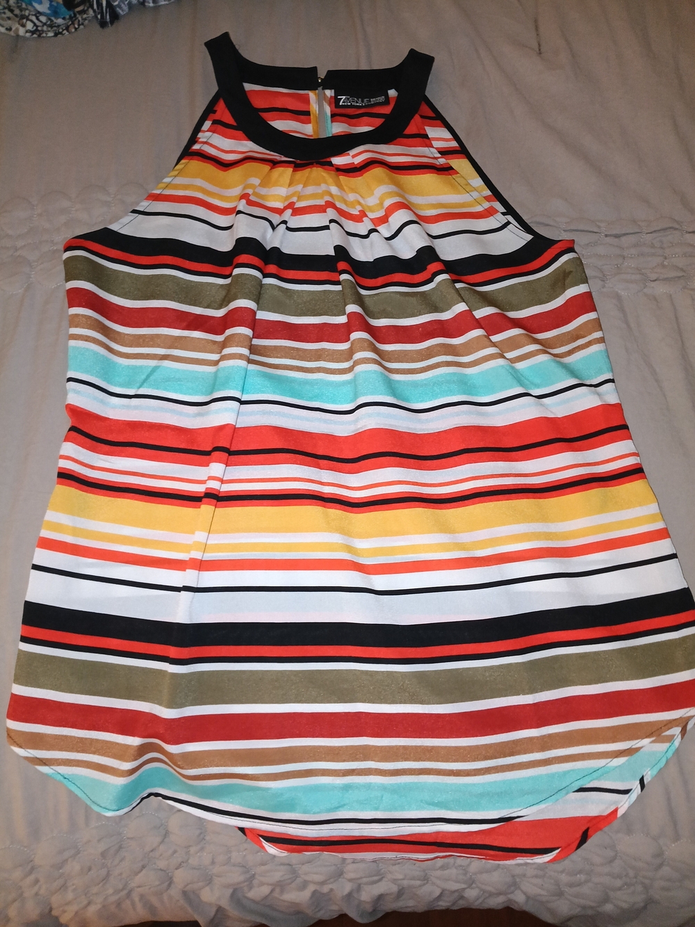 New York & Company Multi Stripe Halter Top Small